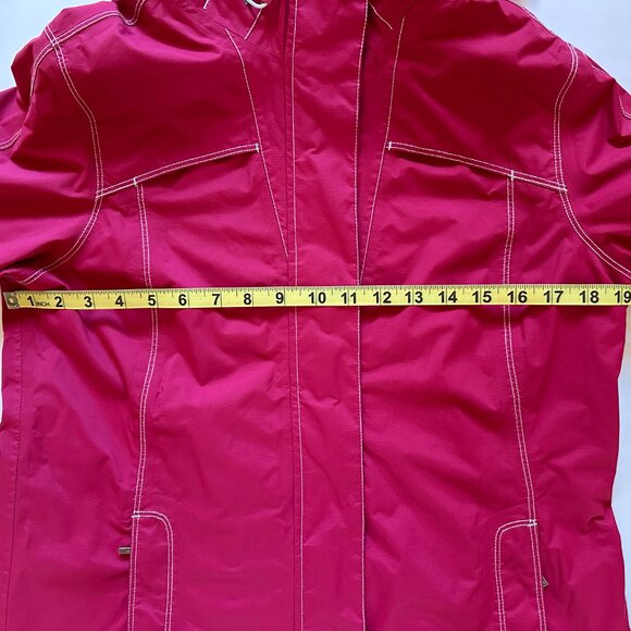 Eddie Bauer Womens Weather Edge Red Full Zip Hooded Lightweight Rain Jacket MED - Picture 5 of 8